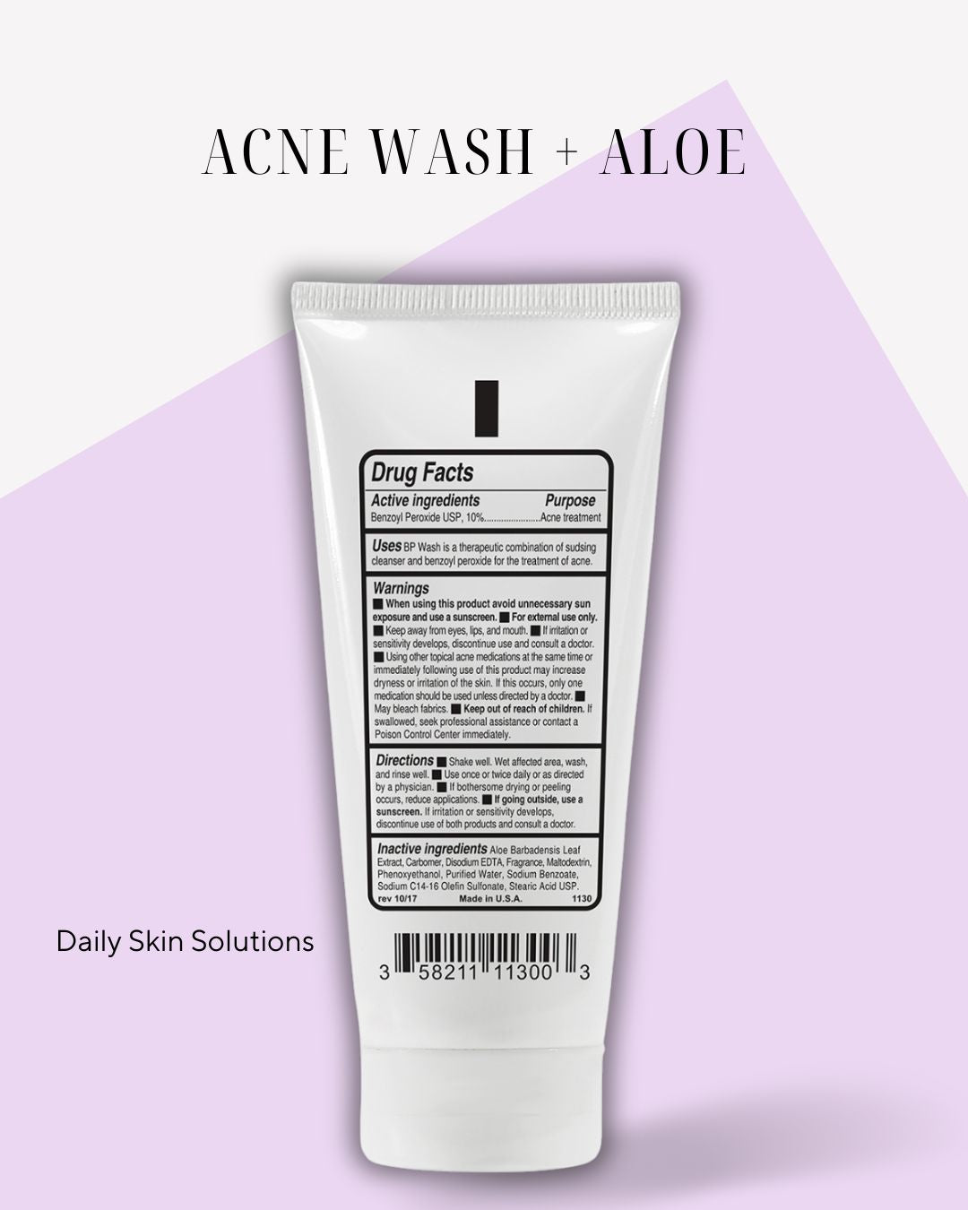 Acne Wash + Aloe back label