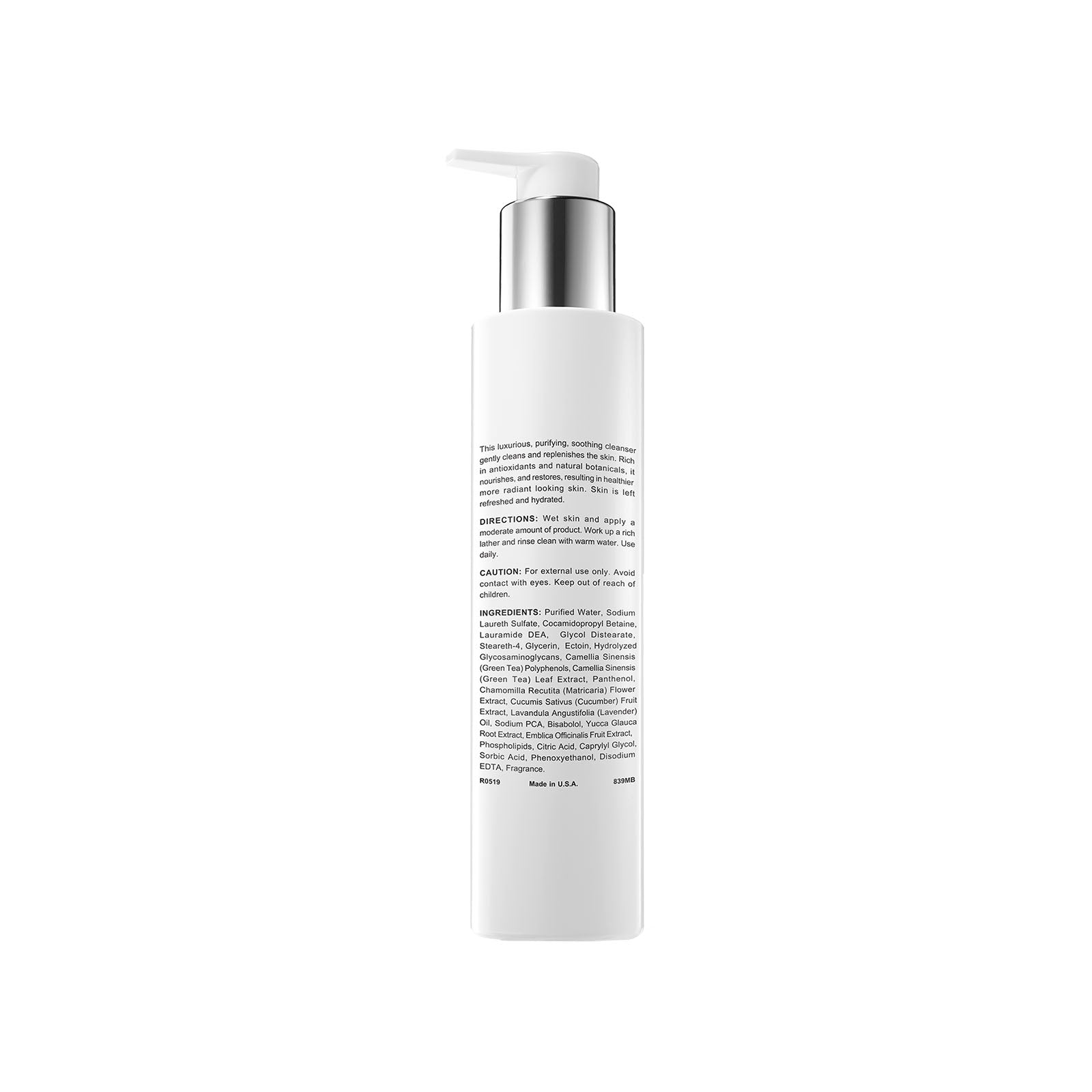Gentle cleanser back label