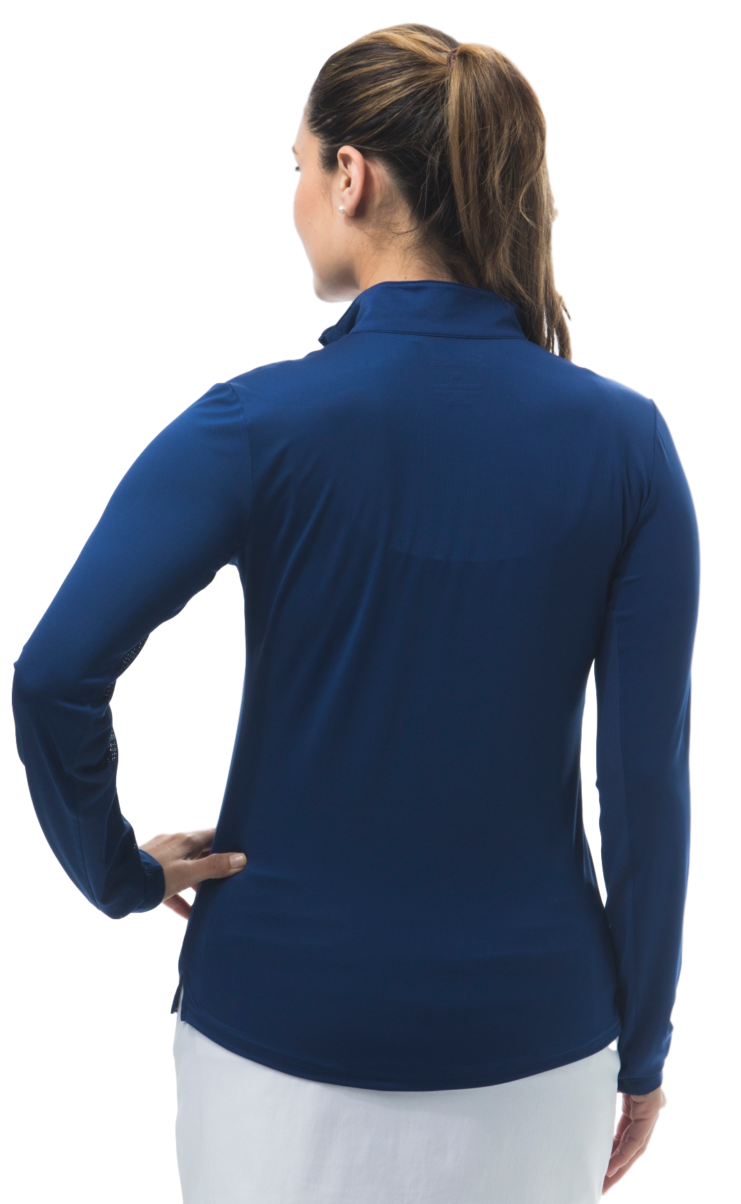 UPF 50 Long Sleeve Solid Mock with Mesh-Navy